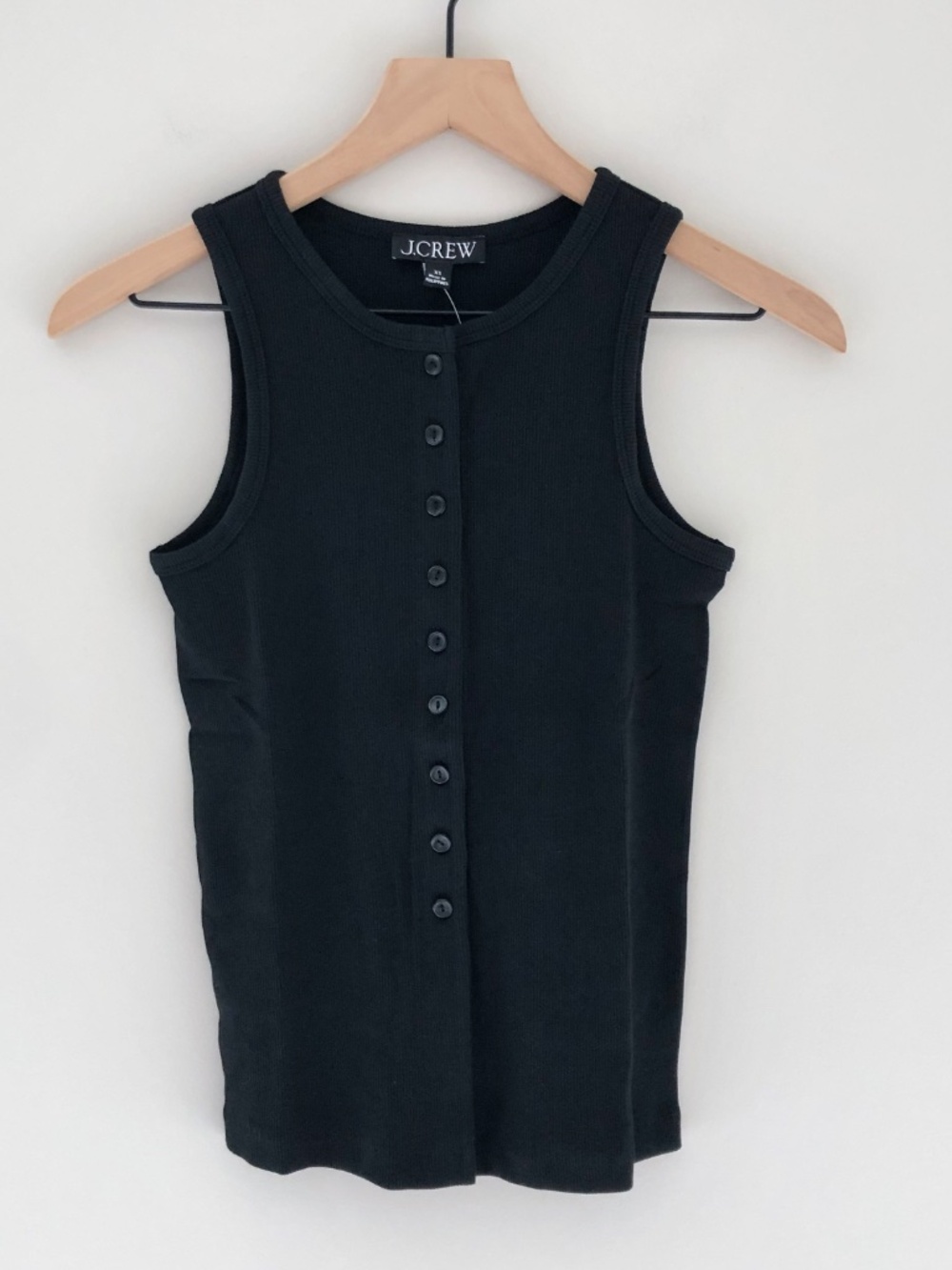 NWT J.Crew Perfect Rib Button-up Shell Top in Black